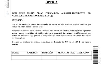 INFORMACIÓN PARA A INSTALACIÓN DE FIBRA ÓPTICA