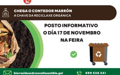 ESTE DOMINGO 17 DE NOVEMBRO NA FEIRA DE CASTROVERDE DE NOVO HABERÁ UN POSTO INFORMATIVO SOBRE O USO DO CONTEDOR MARRÓN NA VILA DE CASTROVERDE