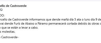 ESTRADA CORTADA POR OBRAS