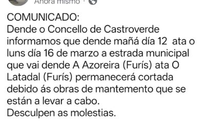 ESTRADA MUNICIPAL CORTADA POR OBRAS DE MANTEMENTO