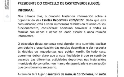 BANDO INFORMATIVO SOBRE AS ESCOLAS DEPORTIVAS 26/27