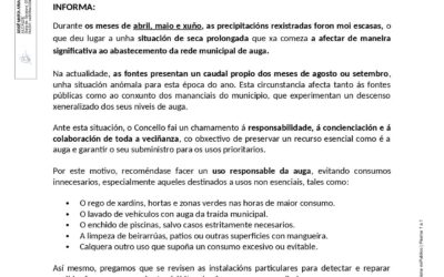 BANDO MEDIDAS NECESARIAS PARA GARANTIR O ABASTECEMENTO DE AUGA NO CONCELLO DE CASTROVERDE